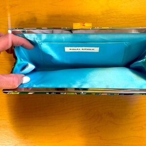 Banana Republic Silk Paisley Clutch W Bamboo Clasp NWT